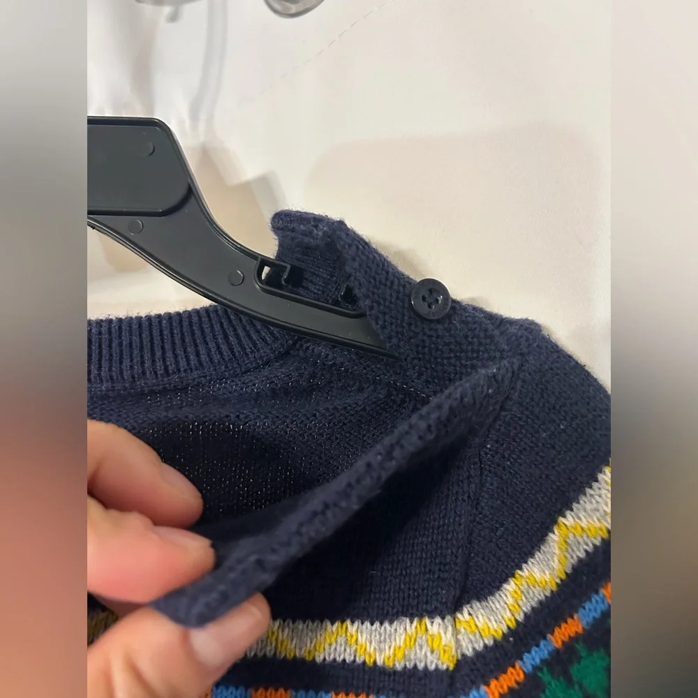 Gap Navy Blue Fair Isle Sweater with Dinosaur Design